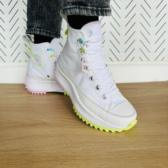 ⭐Converse Run Star Hike Platform 10.5 Womens Shoes Sneakers White Green A09836C⭐ - Picture 3 of 13